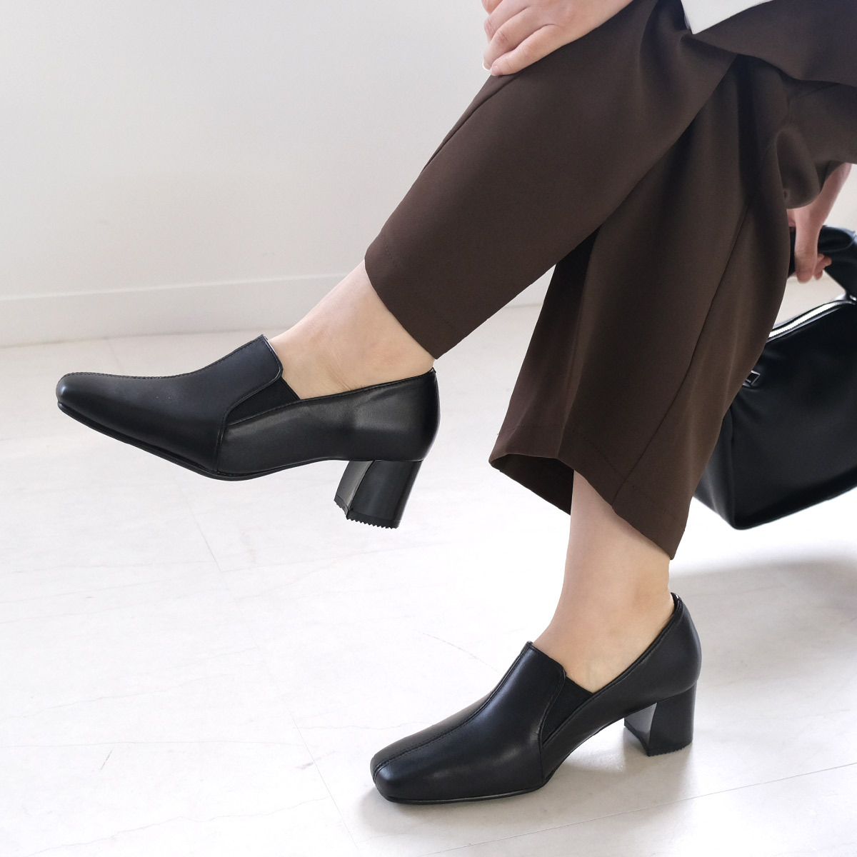 Ms. Jeune 日本製真皮方頭彈性側邊裸靴 踝靴 女鞋【PO5576】