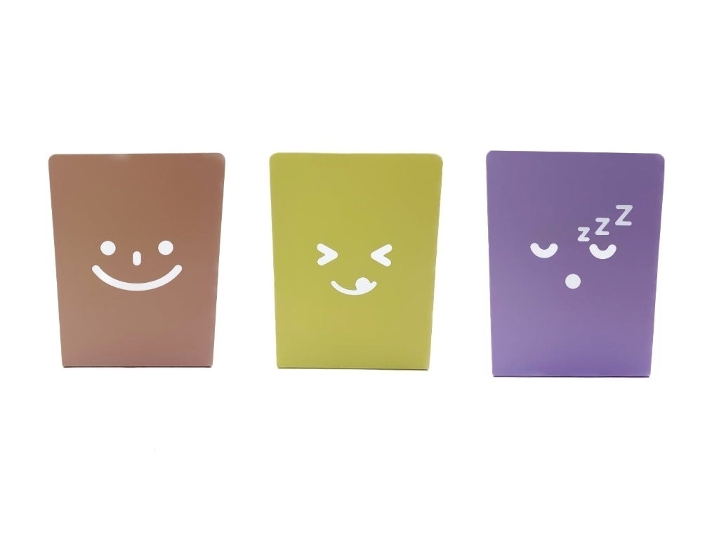 表情書擋/鮭魚粉、黃色、紫色