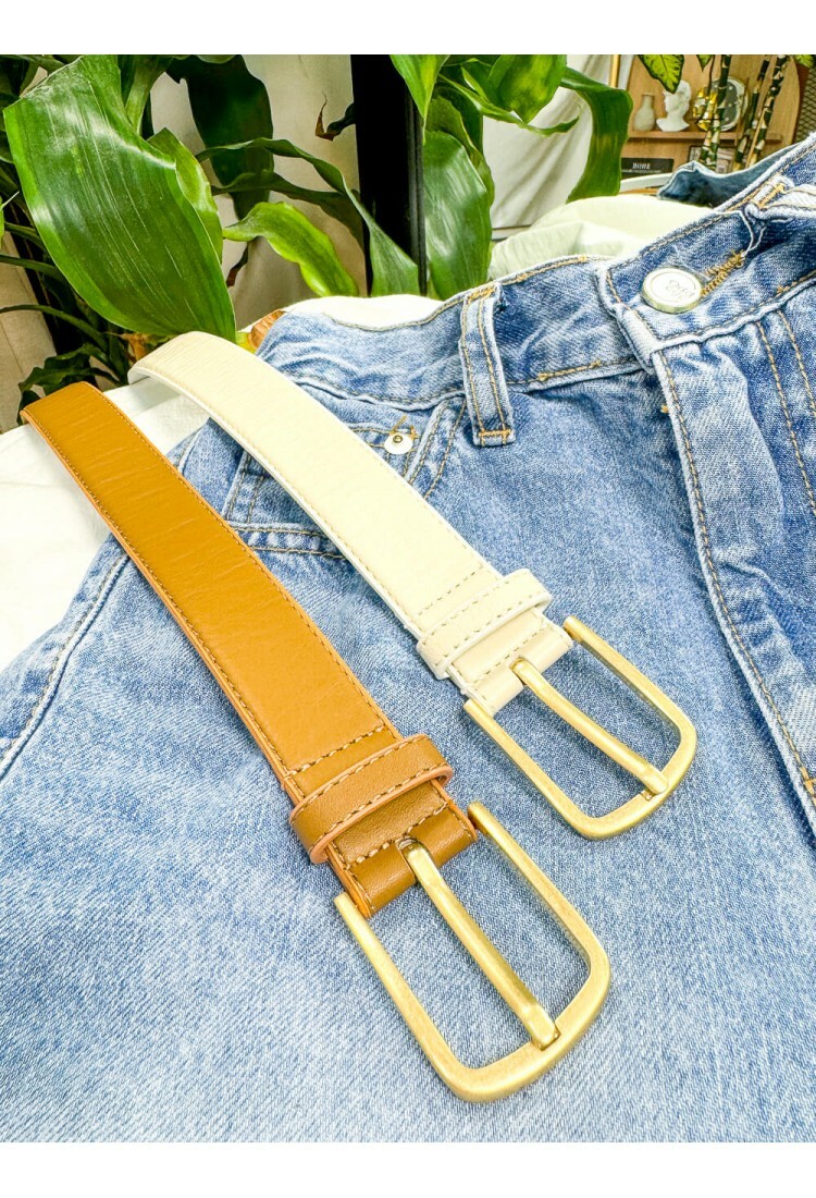 型格 長方形金扣 ‧ 真皮 皮帶 (韓國)  【2419-1004】