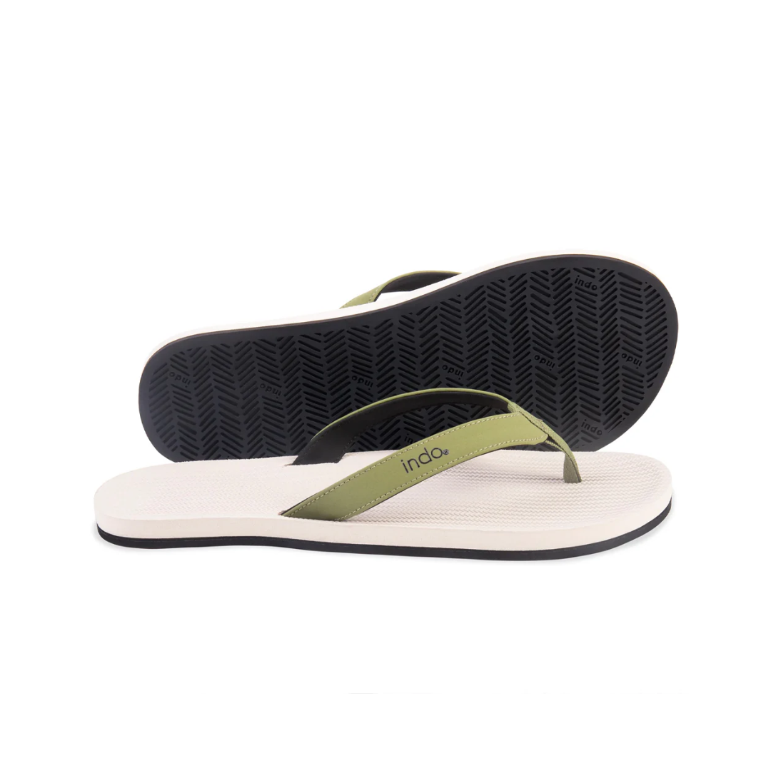 ※INDOSOLE 女款人字拖/橄欖撞色SEASALT OLIVE