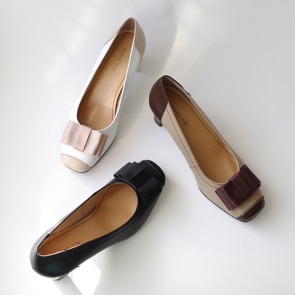 Ms. Jeune 女用日本牛皮蝴蝶結高跟鞋