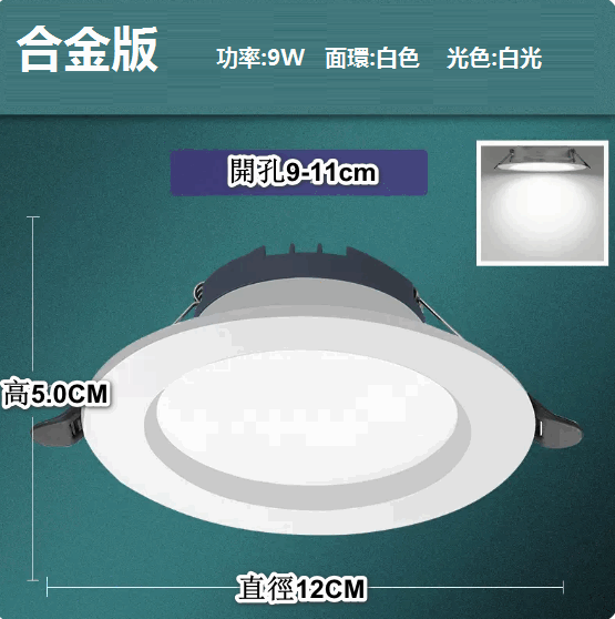 熱推LED天花射燈嵌入式開孔（大功率9W【預設發白光】孔9-11cm）