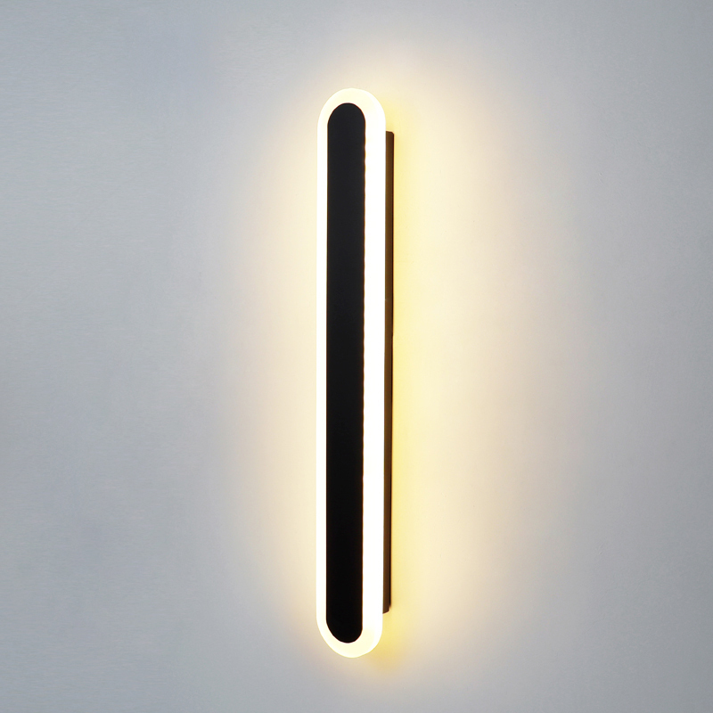 New minimalist wall lamp wall lamp (black model 80cm/30W three-color dimming)