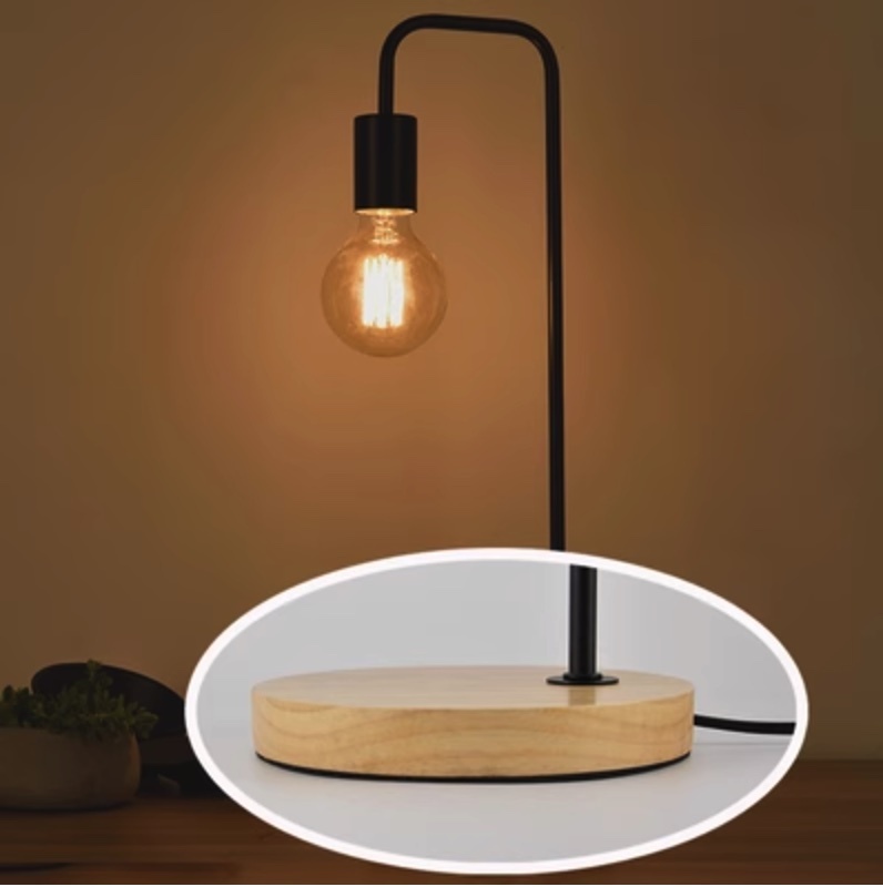 Popular desk study eye protection minimalist room bedside table lamp (button switch-black Edison bulb type A [4 watt yellow light])
