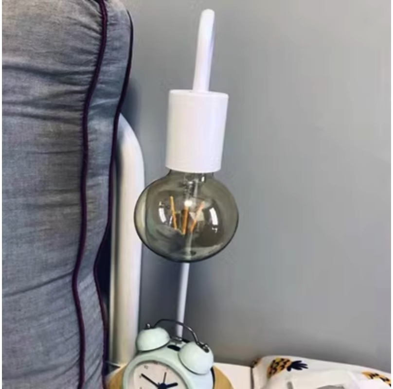Popular desk study eye protection minimalist room bedside table lamp (button switch-white Edison bulb A [4 watt yellow light])