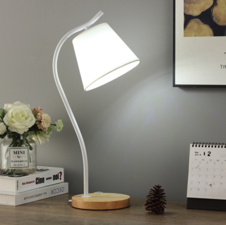 Popular desk study eye protection minimalist room bedside table lamp (button switch - white S type [LED bulb 5 watt white light])