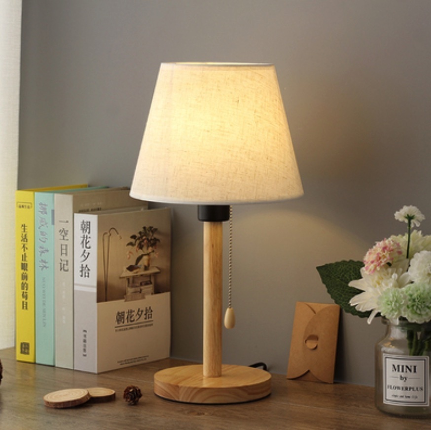 Popular warm and romantic rechargeable small table lamp for girls (linen + pull switch + 5 watt three-color dimming)