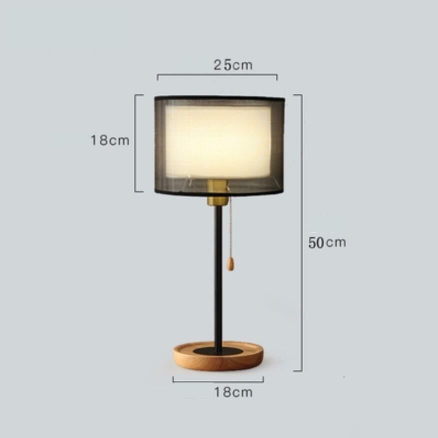 Popular household eye-protecting Nordic bedroom creative bedside lamp (white double layer + wooden bottom + remote control switch [12-watt remote control color brightness])