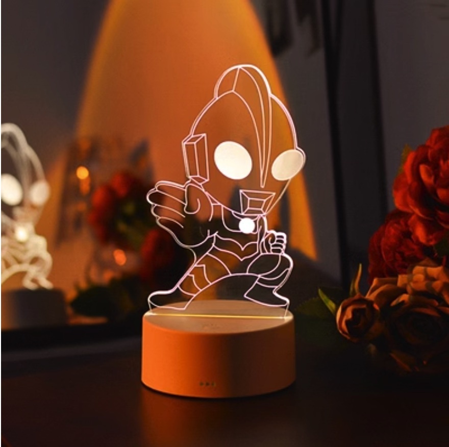 Popular 3D night light bedroom atmosphere ([High-end charging model lights up for 8 hours] Ultraman)
