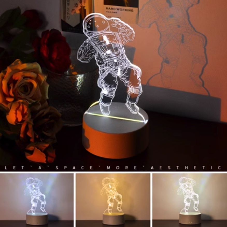 Popular 3D night light bedroom atmosphere ([USB plug-in three colors] Astronaut)