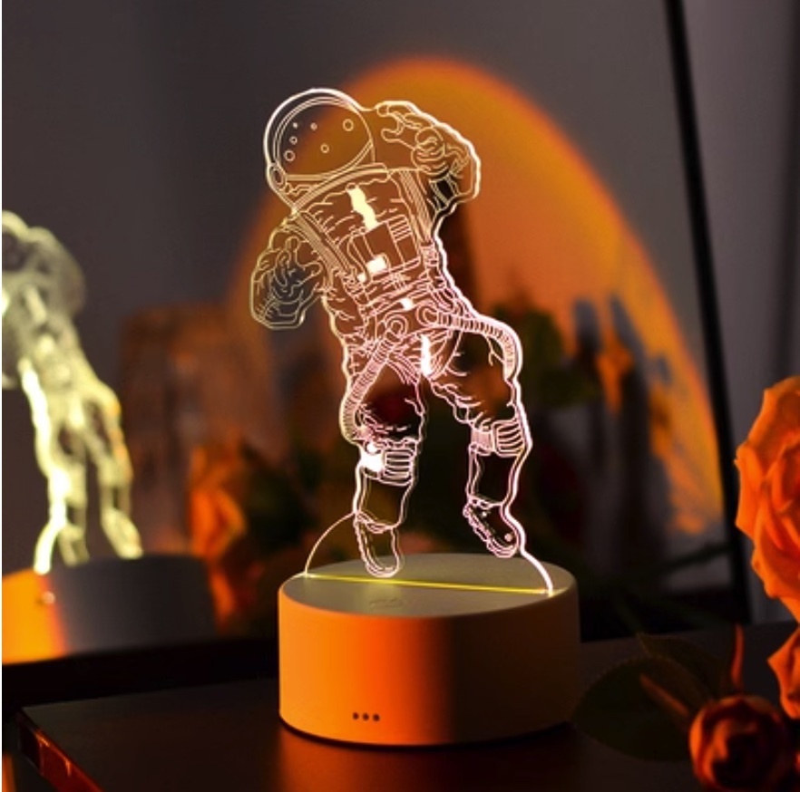 Popular 3D night light bedroom atmosphere ([High-end charging model lights up for 8 hours] Astronaut)