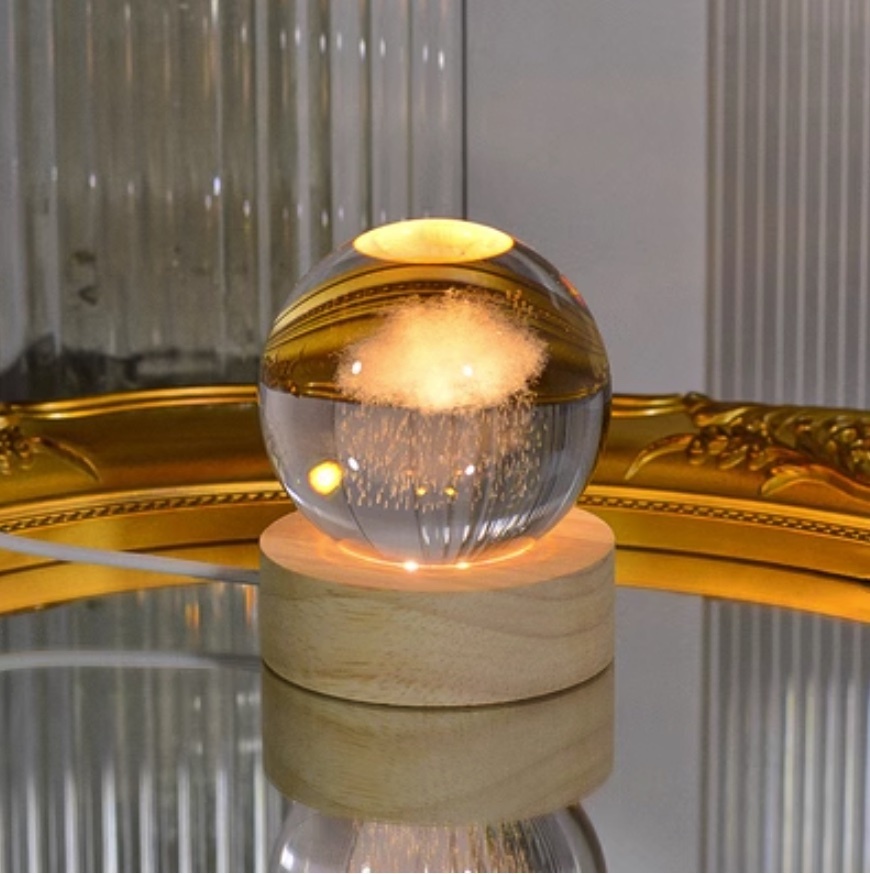 Popular creative crystal ball night light ([USB plug-in + warm yellow light] Nimbus)