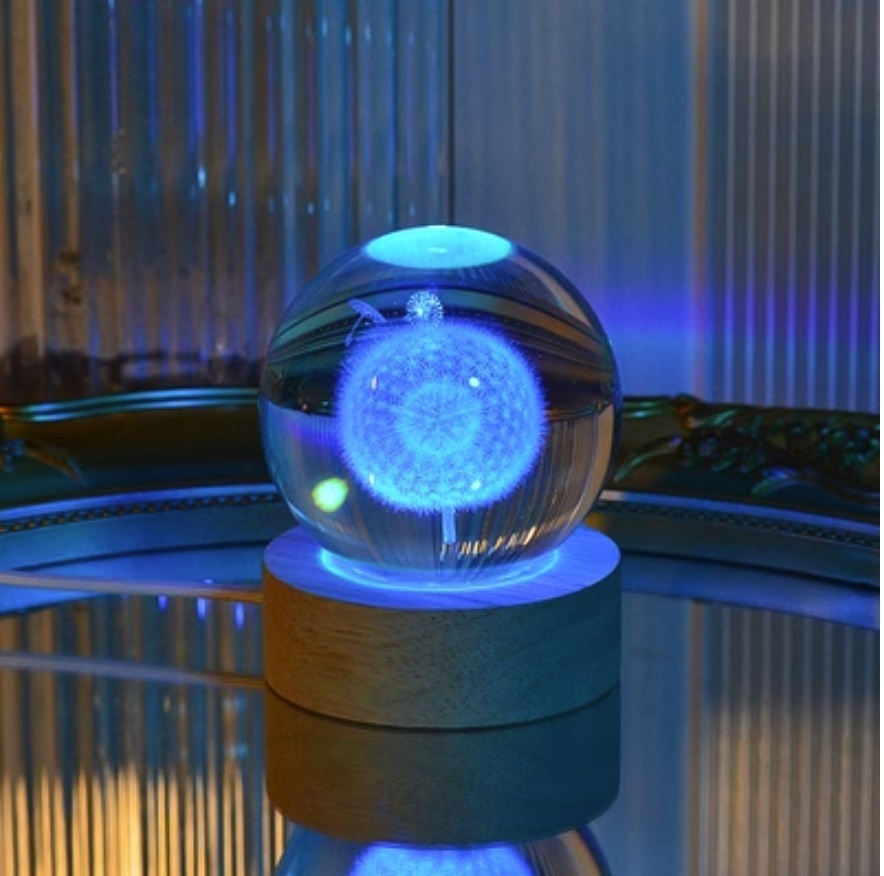 Popular creative crystal ball night light ([remote control + 16 colors + USB plug-in] Dandelion)
