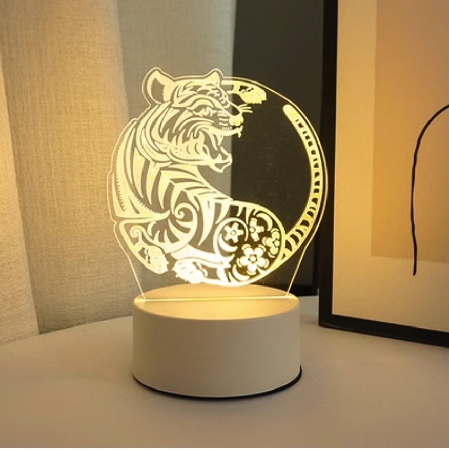 Popular Tiger Night Light Creation ([USB Plug Monochrome] Tiger Luck No. 1)