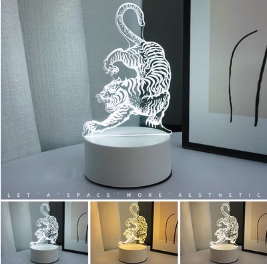 Popular Tiger Night Light Creative ([Plug-in Model + Three Colors] Tiger Luck No. 2)