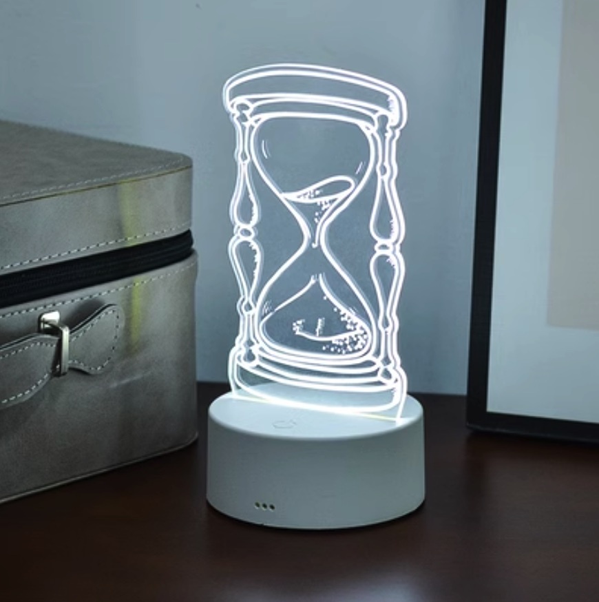 The most popular and creative hourglass night light is cute ([high-end charging model + 8 hours of light] hourglass)