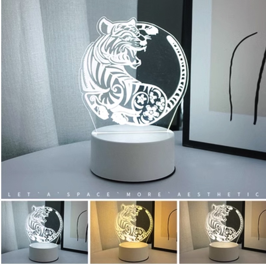 Popular Tiger Night Light Creative ([Plug-in Model + Three Colors] Tiger Luck No. 1)
