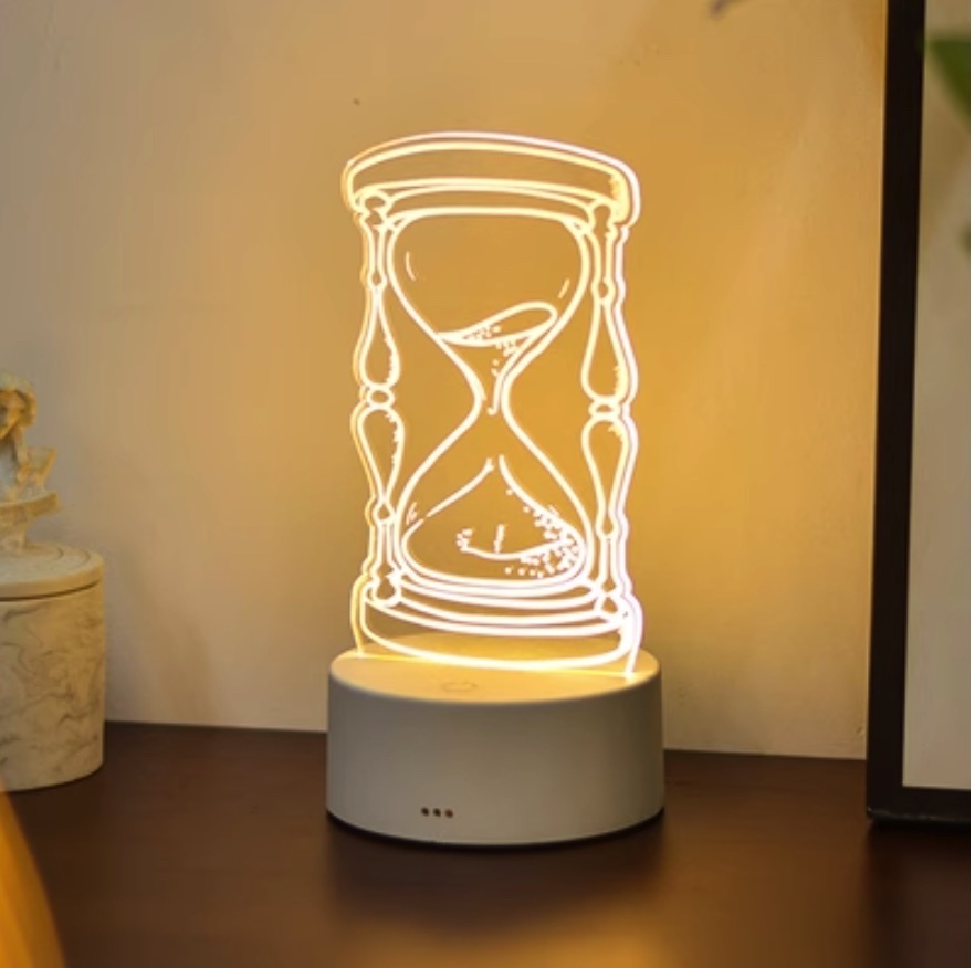 The popular creative hourglass night light is cute ([rechargeable + three colors + USB plug-in] hourglass)
