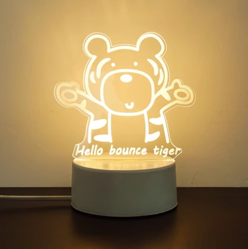 Popular night light creative bedroom decoration atmosphere light ([USB plug monochrome] Tigger)