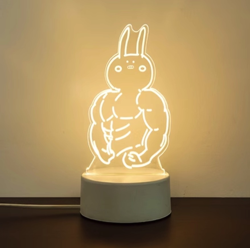 Popular night light creative bedroom decoration atmosphere light ([USB plug monochrome] Muscle Rabbit)