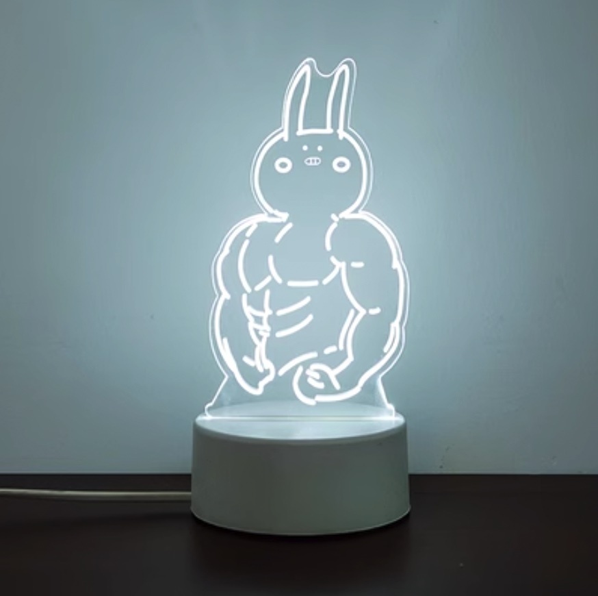 Popular night light creative bedroom decoration atmosphere light ([USB plug + three colors] Muscle Rabbit)