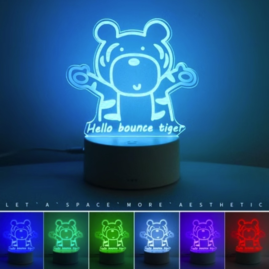 Popular night light creative bedroom decoration atmosphere light ([battery type + seven colors + USB plug-in] Tigger)
