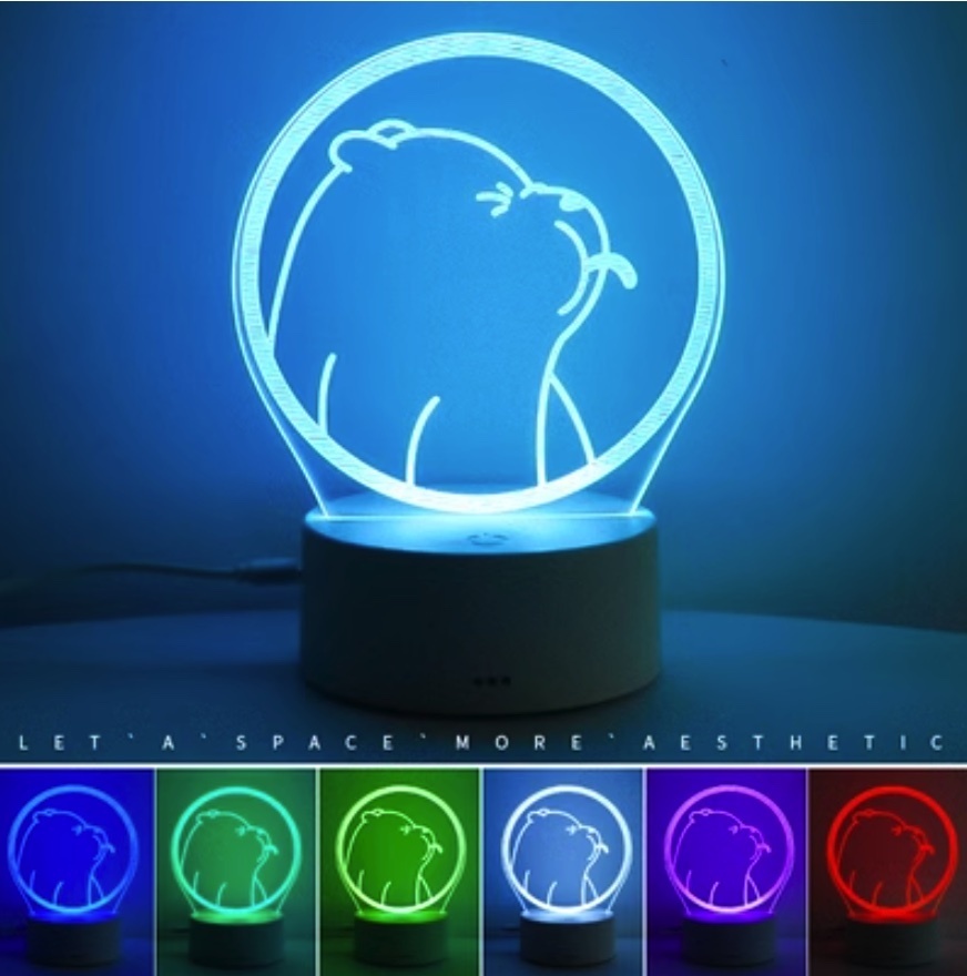 Popular night light creative bedroom decoration atmosphere light ([battery type + seven colors + USB plug-in] Naughty Bear)