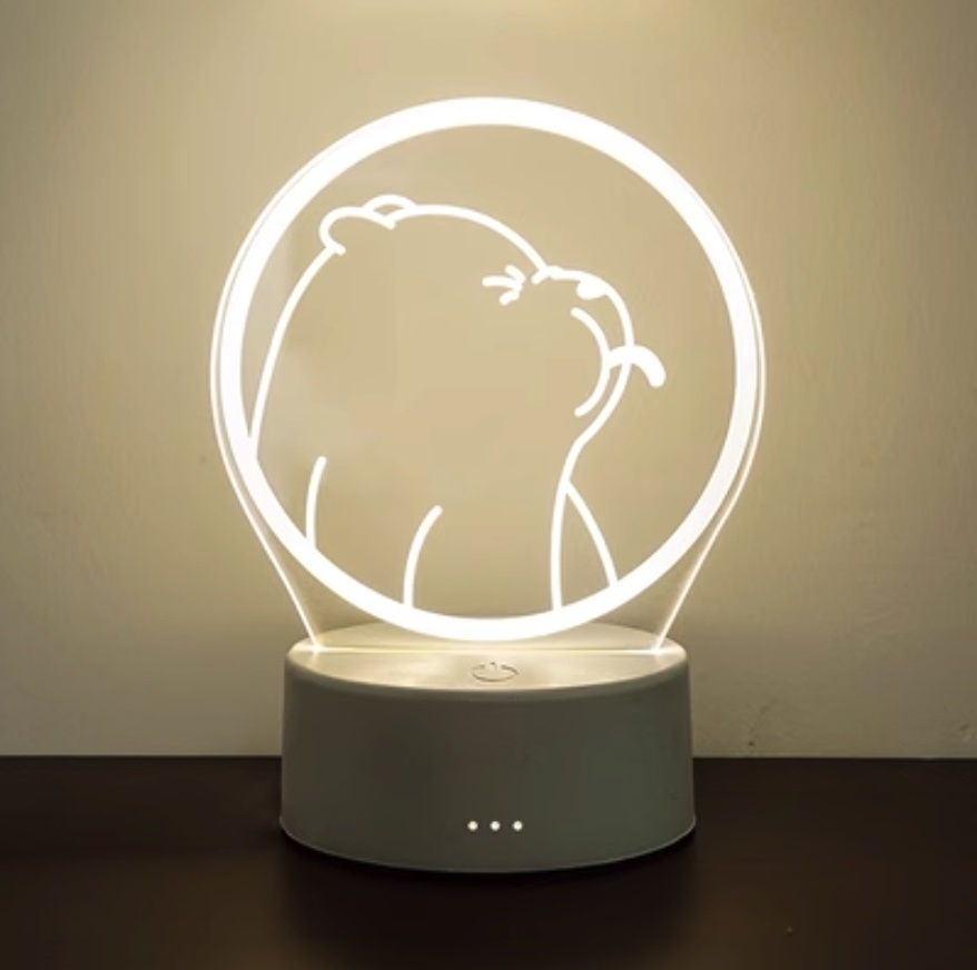 Popular night light creative bedroom decoration atmosphere light ([rechargeable model + three colors + USB plug] Naughty Bear)
