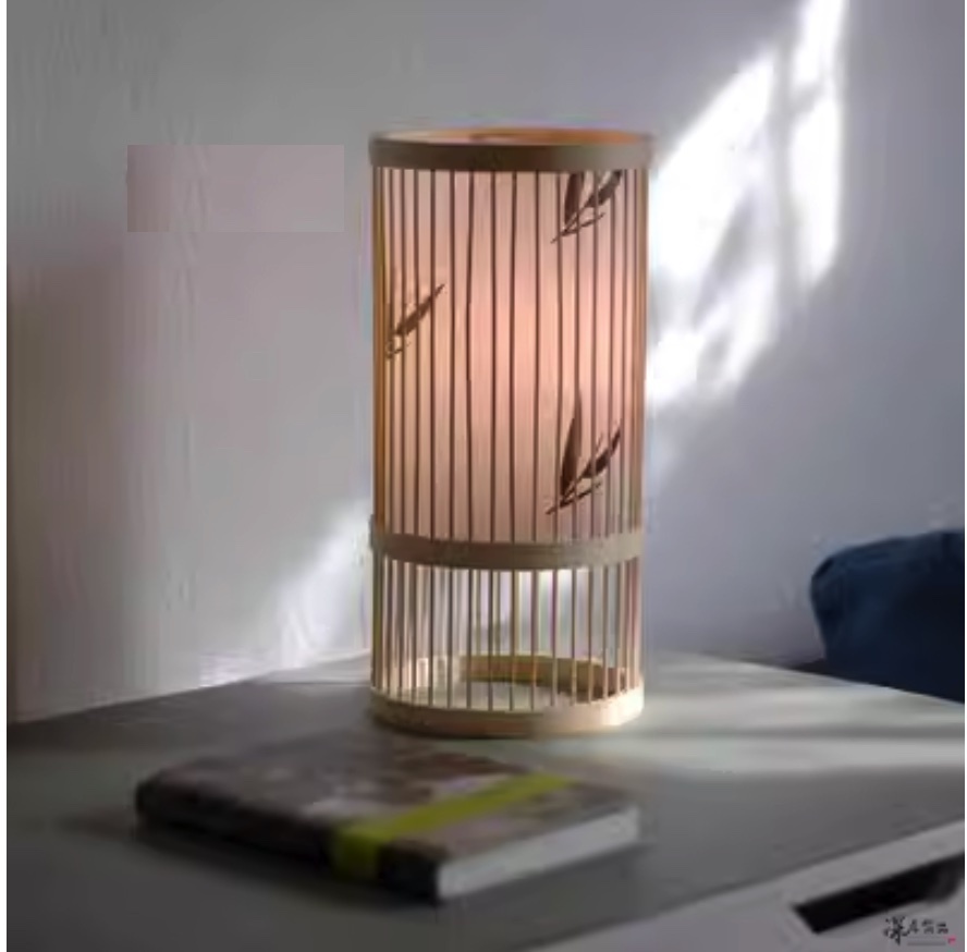 爆款新中式國風竹編檯燈（竹葉|充電款-按鈕開關）