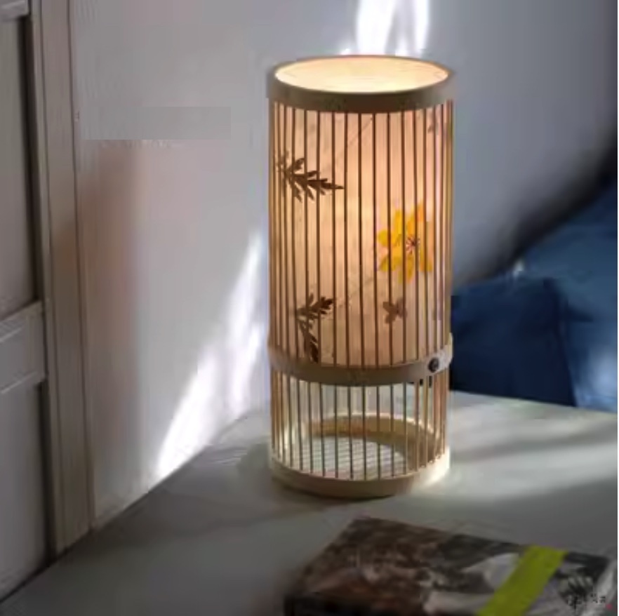 爆款新中式國風竹編檯燈（花草紙|充電款-按鈕開關）