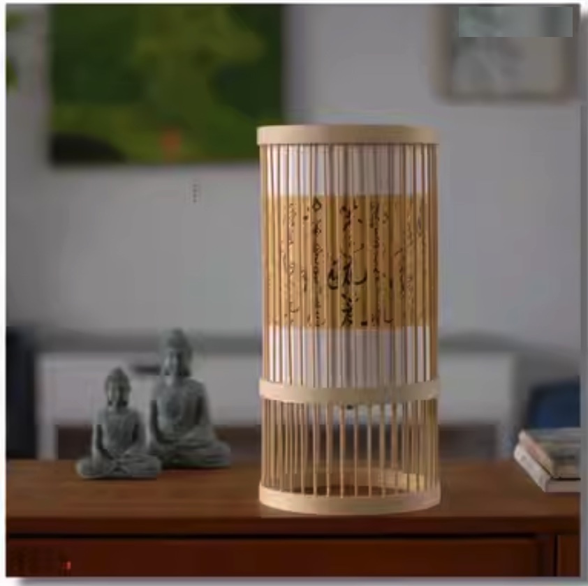 爆款新中式國風竹編檯燈（諸上座帖|充電款-按鈕開關）