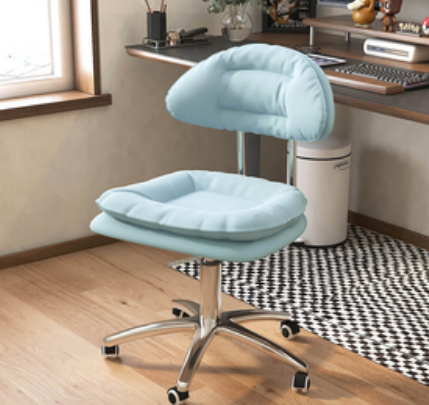Hot push pulley liftable comfortable office chair (light blue) (size: 43*39*73-85CM)