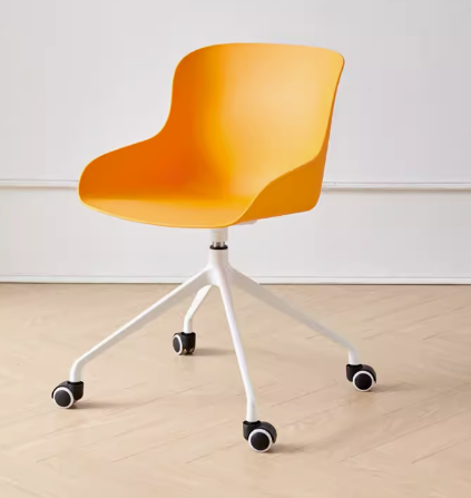 Hot recommended thickened pulley swivel chair with armrests (note: the height is fixed and cannot be raised or lowered) (orange) (size: 54*54*78*45CM)
