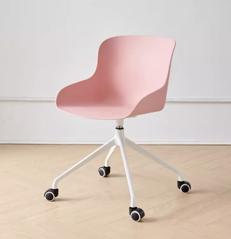 Hot recommended thickened pulley swivel chair with armrests (note: the height is fixed and cannot be raised or lowered) (pink) (size: 54*54*78*45CM)