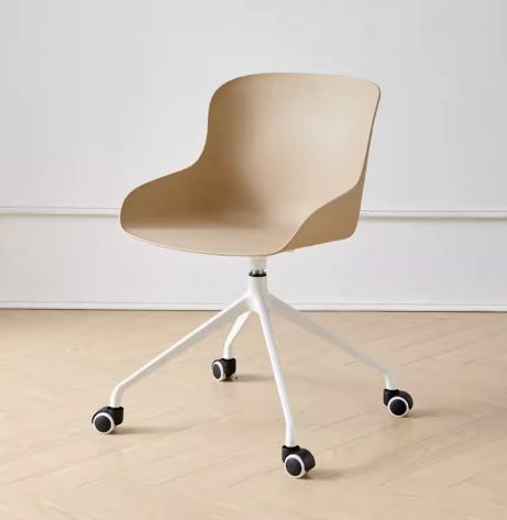Hot recommended thickened pulley swivel chair with armrests (note: the height is fixed and cannot be raised or lowered) (camel color) (size: 54*54*78*45CM)