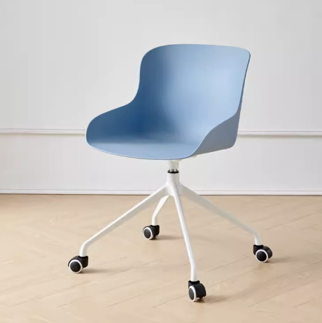 Hot-recommended thickened pulley swivel chair with armrests (note: the height is fixed and cannot be raised or lowered) (grid blue) (size: 54*54*78*45CM)