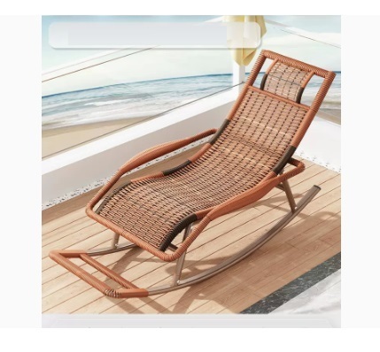 Popular leisure lazy folding chair (red coffee color-standard round rattan)