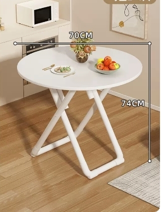 Popular stylish, simple and convenient folding table (white folding round table 70*70*74CM)