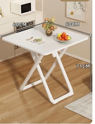 Popular fashionable, simple and convenient folding table (white folding square table 60*60*71CM)