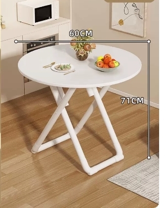 Popular fashionable, simple and convenient folding table (white folding round table 60*60*71CM)
