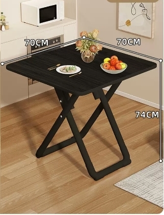 Popular stylish, simple and convenient folding table (black folding square table 70*70*74CM)