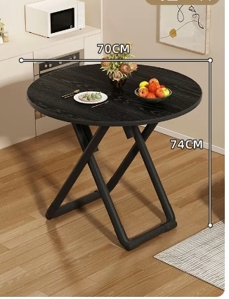 Popular stylish, simple and convenient folding table (black folding round table 70*70*74CM)