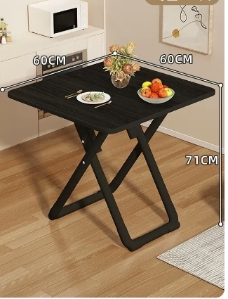 Popular fashionable, simple and convenient folding table (black folding square table 60*60*71CM)