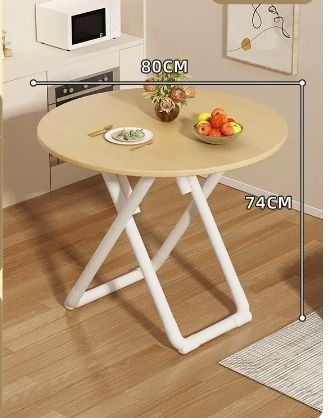 Popular stylish, simple and convenient folding table (wood color folding round table 80*80*74CM)