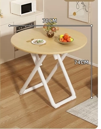Popular fashionable, simple and convenient folding table (raw wood color folding round table 70*70*74CM)
