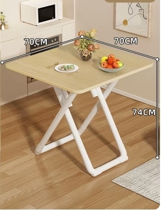 Popular fashionable, simple and convenient folding table (raw wood color folding square table 70*70*74CM)
