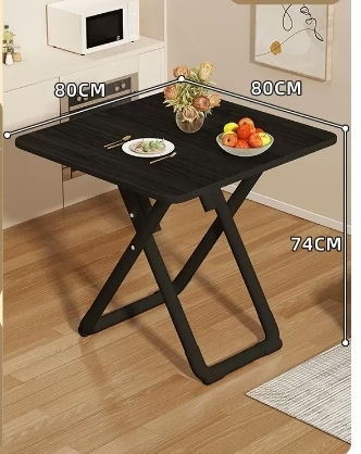 Popular fashionable, simple and convenient folding table (black folding square table 80*80*74CM)