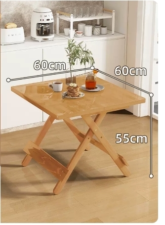 Popular lightweight folding small dining table (classic square table - wood color 60*60*55CM)