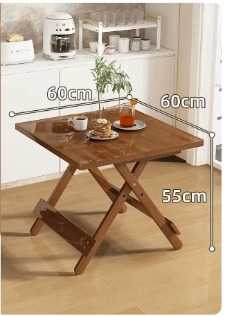 Popular lightweight folding small dining table (classic square table - brown 60*60*55CM)