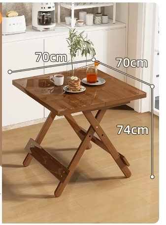 Popular lightweight folding small dining table (square table with high legs - brown 70*70*74CM)